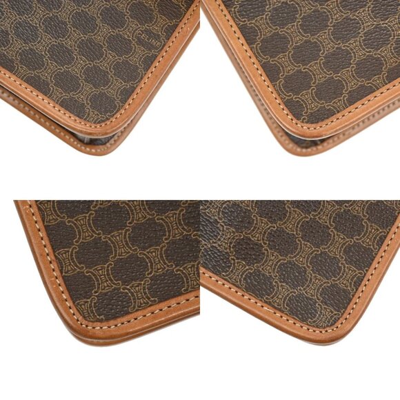 CELINE Macadam Pattern 2Way Crossbody Shoulder Bag PVC Leather Brown 318-082525 - Picture 7 of 16